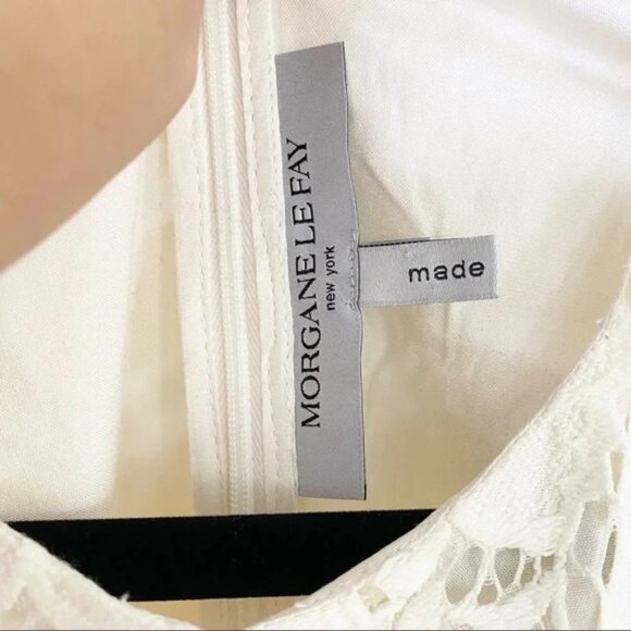 MORGAN LEFAY New York Cotton Blend Off White Lace Pockets Midi Dress - Picture 2 of 8